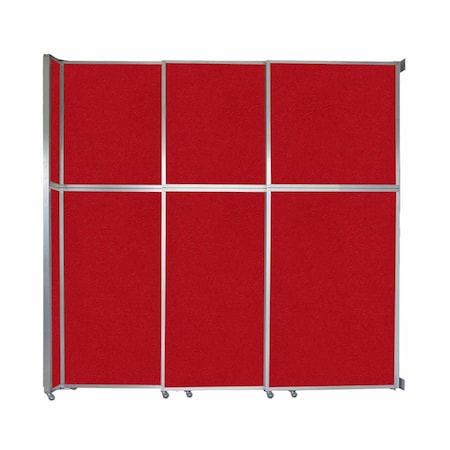 Versare Operable Wall Sliding Room Divider 9'9" x 10'3/4" Red Fabric 1072327-1